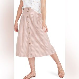 Madewell Patio Button Front MIDI Skirt clay